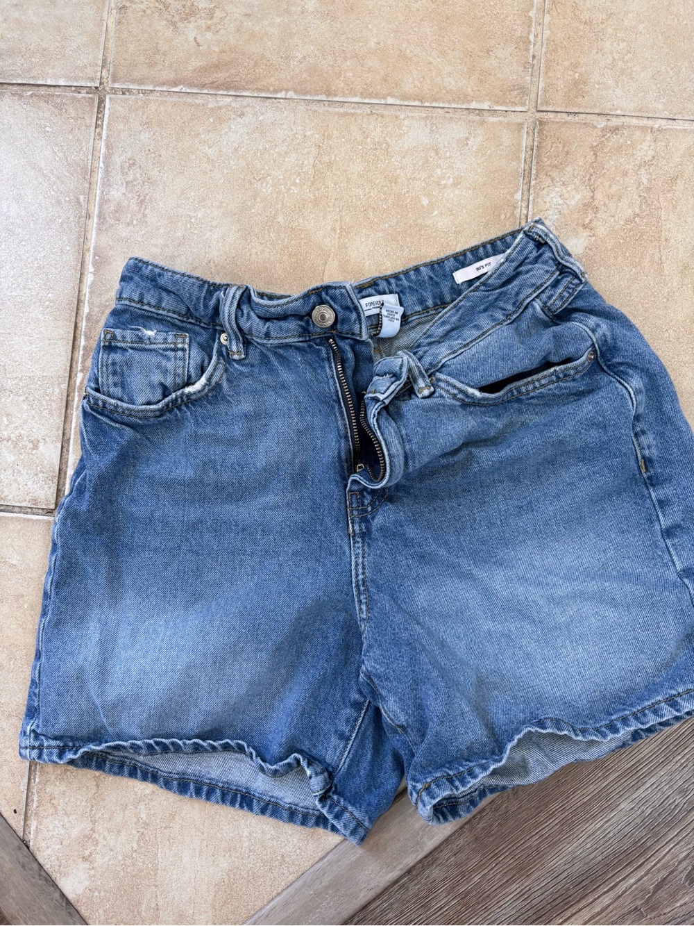 Forever 21 Faded Blue High-Waist Denim Shorts 90s Fit